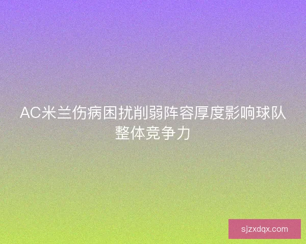 AC米兰伤病困扰削弱阵容厚度影响球队整体竞争力